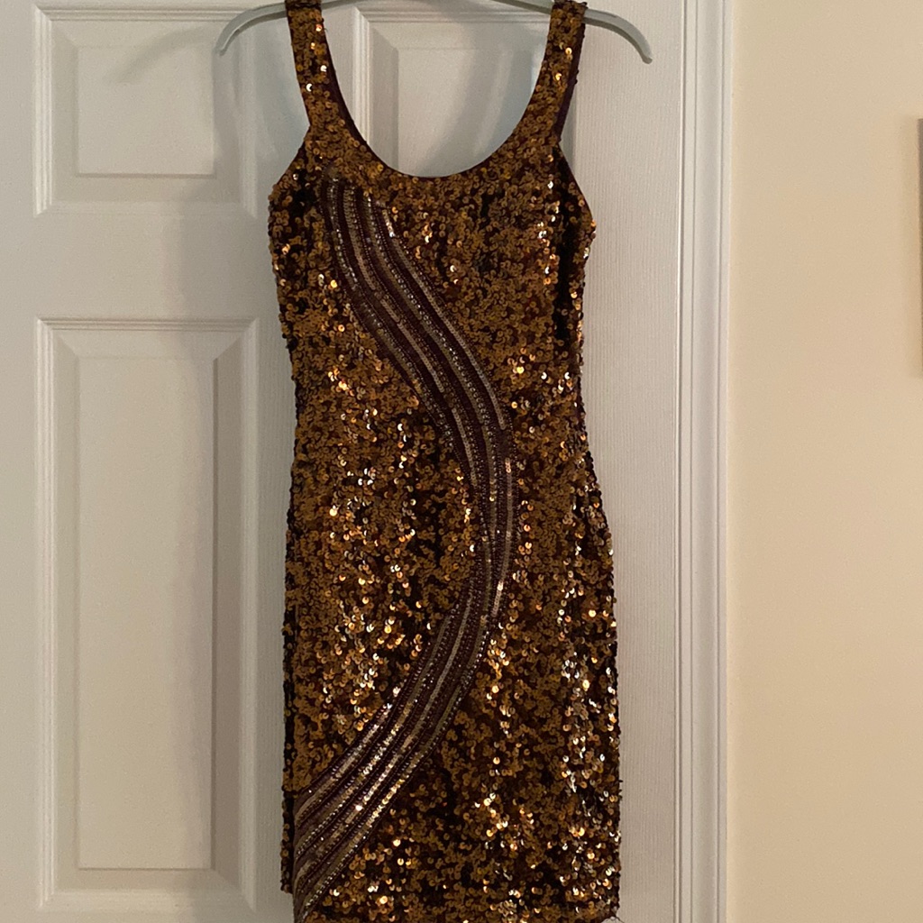 Scala Sequin Brown Dress Size 0 Knee Length
